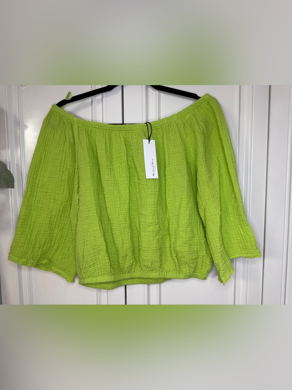 NWT Michael Stars Lime Off-Shoulder Gauze Tunic